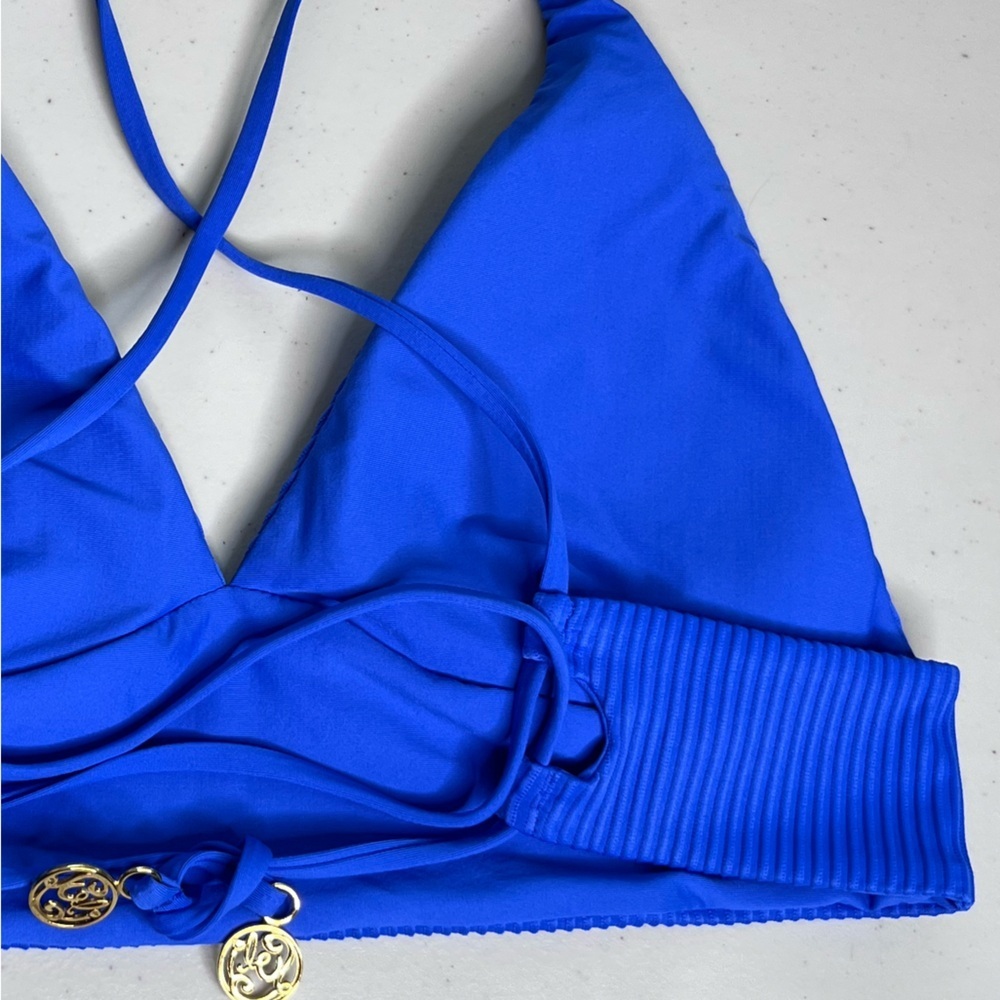 Luli Fama Orillas Del Mar Banded Halter Sz M Bikini Top - Picture 8 of 10